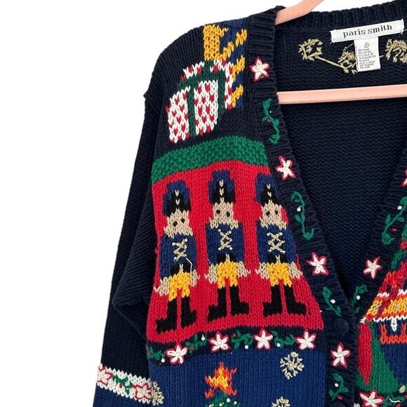 Vintage Hand Knit Style Ugly Christmas Grandma Holiday Christmas Cardigan Small - Picture 6 of 11